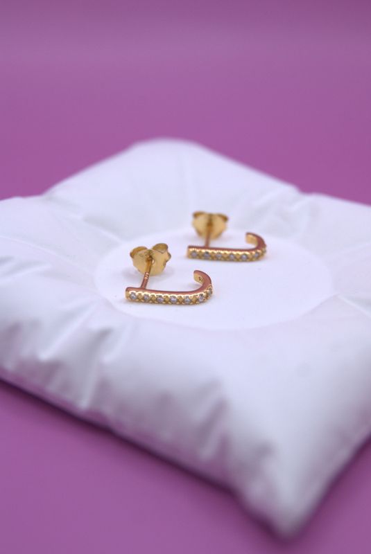 Golden Curved White Øredobber