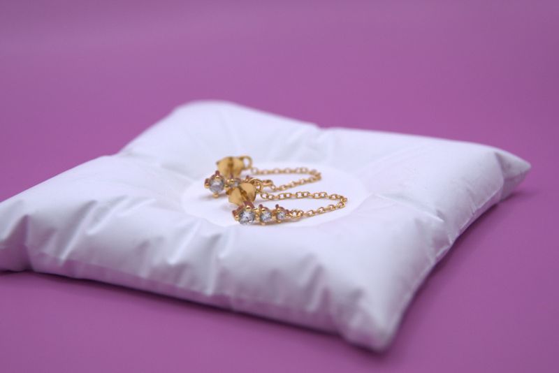 Golden Diamond Chain Øredobber