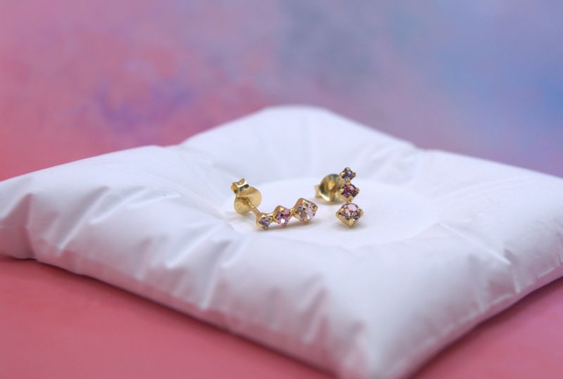 Golden Trio Pink Studs