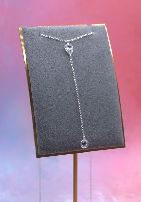 Crystal Drop Lariat Necklace