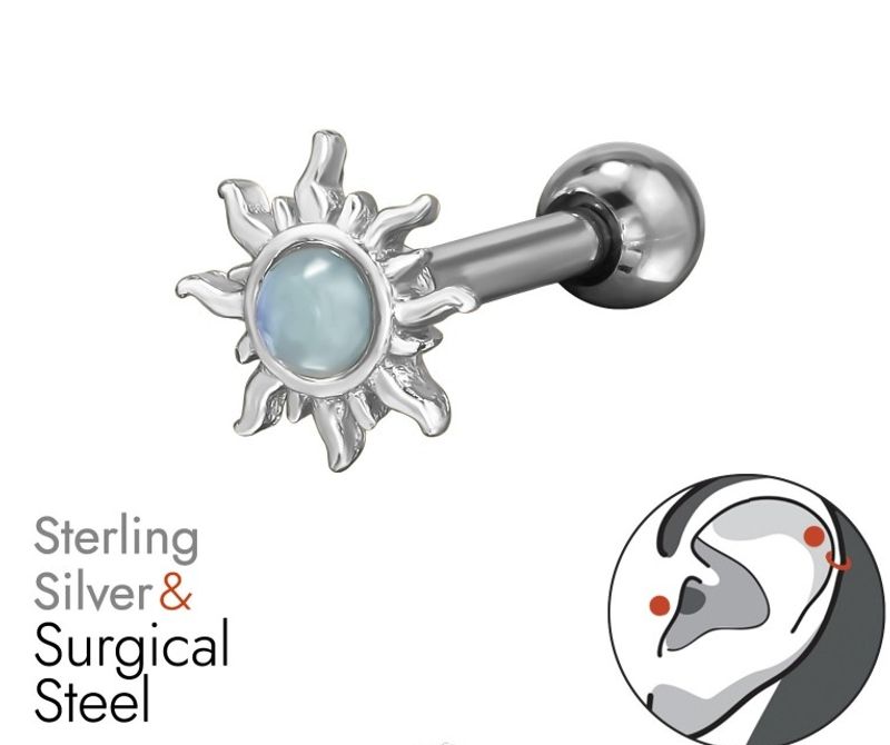 Silver Opal Sun piercing