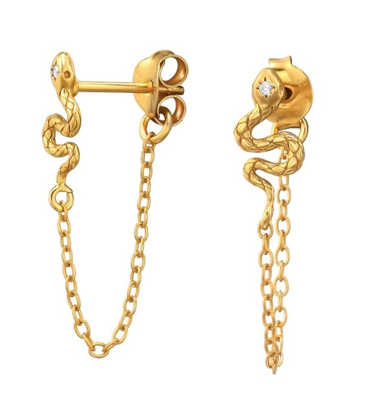 Golden Snake Chain Øredobber